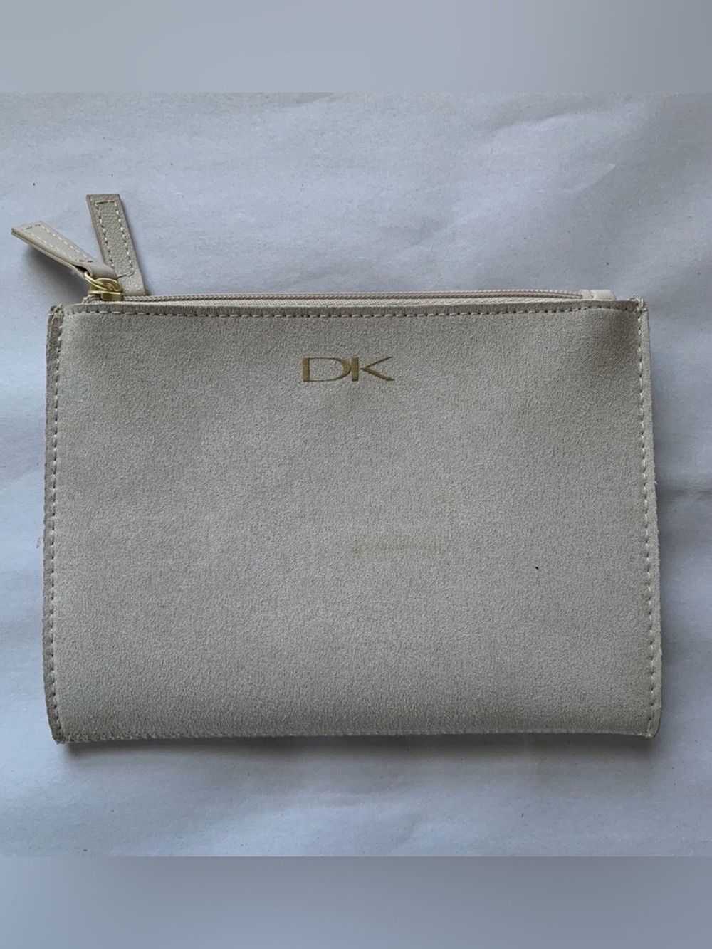 Donna Karan DK Logo Folding Bifold Clutch Purse | Faux Suede